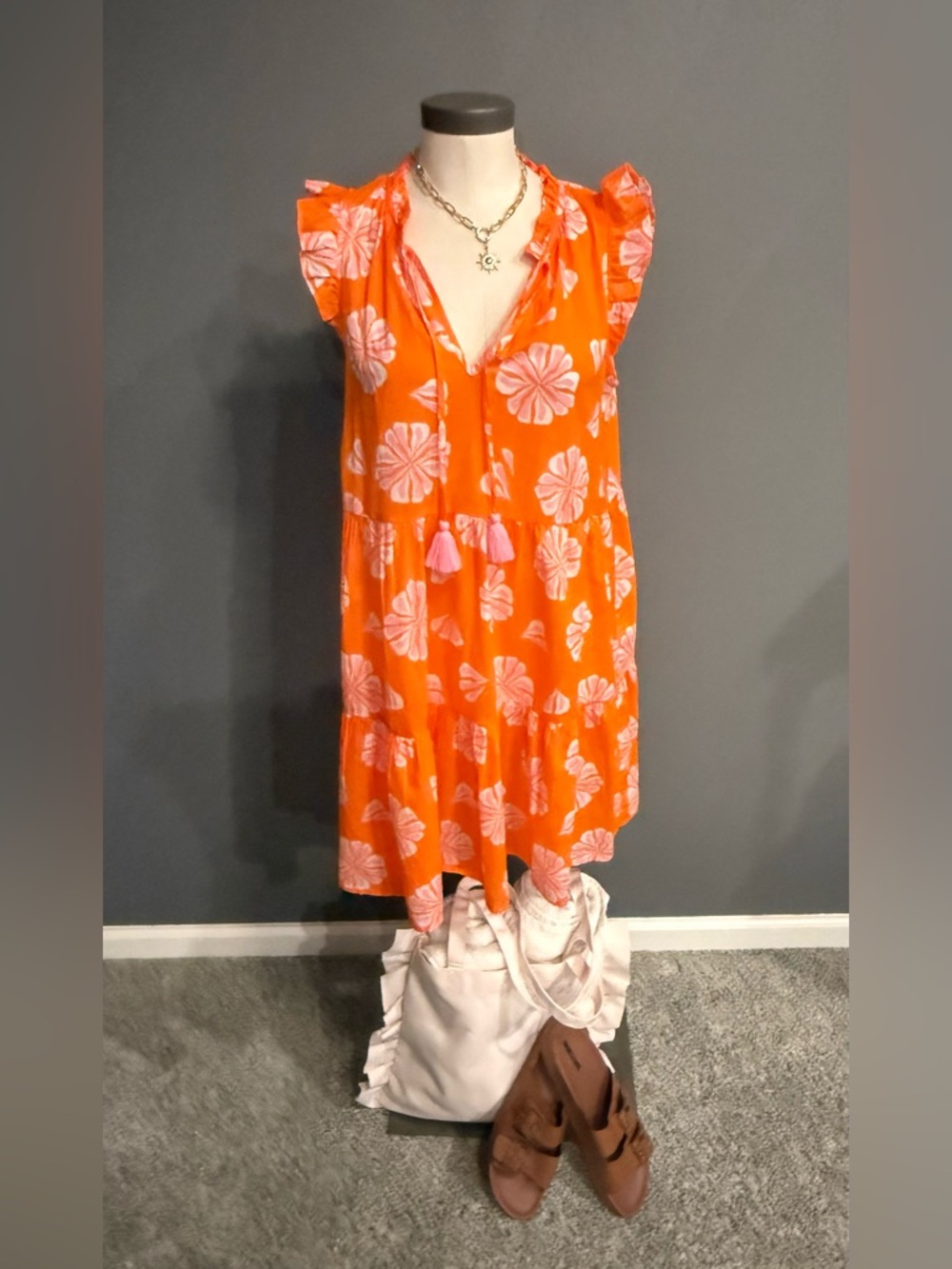 J. Crew Bright Orange Lightweight Sundress